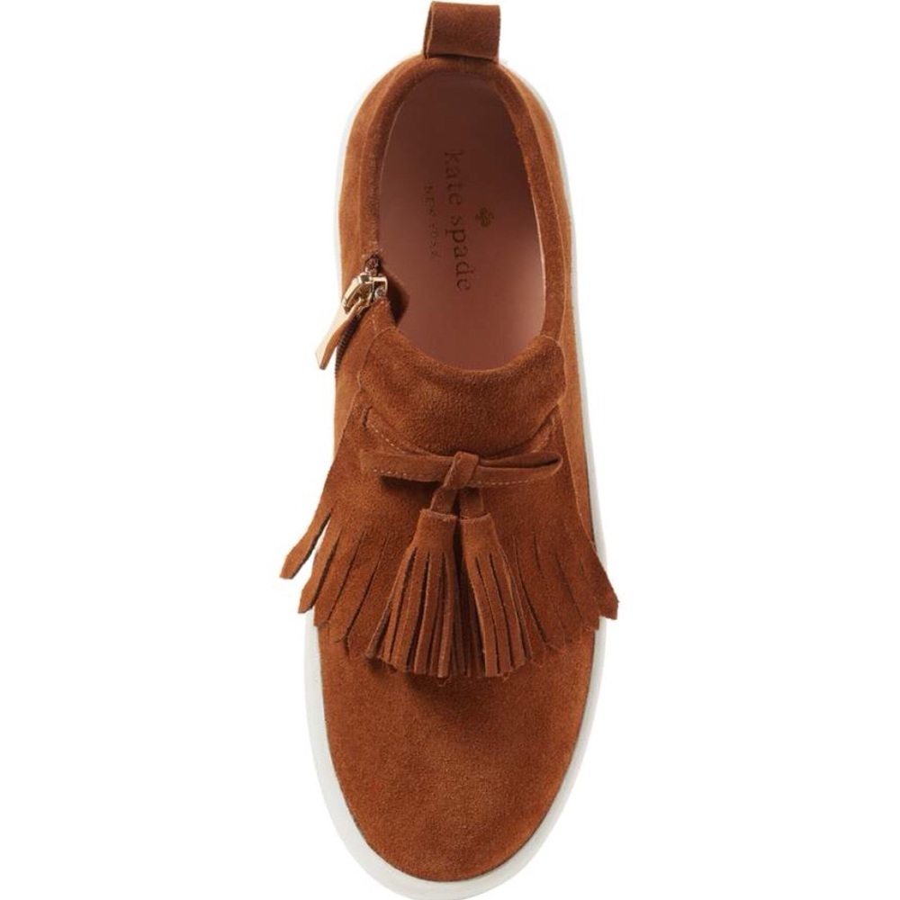 NWT. Kate Spade dark taupe tassel sneakers - Picture 5 of 8